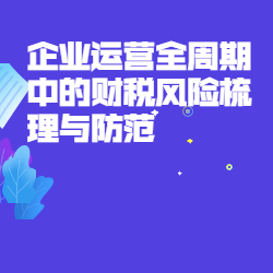 《企业运营全周期中的财税风险梳理与防范》