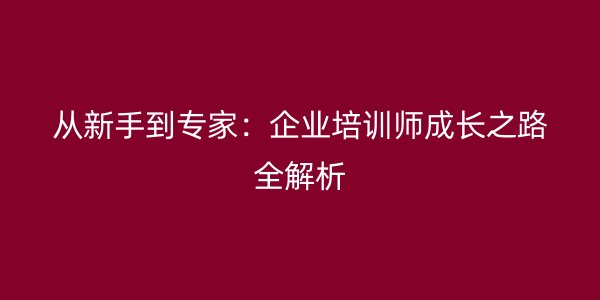 从新手到专家：企业培训师成长之路全解析